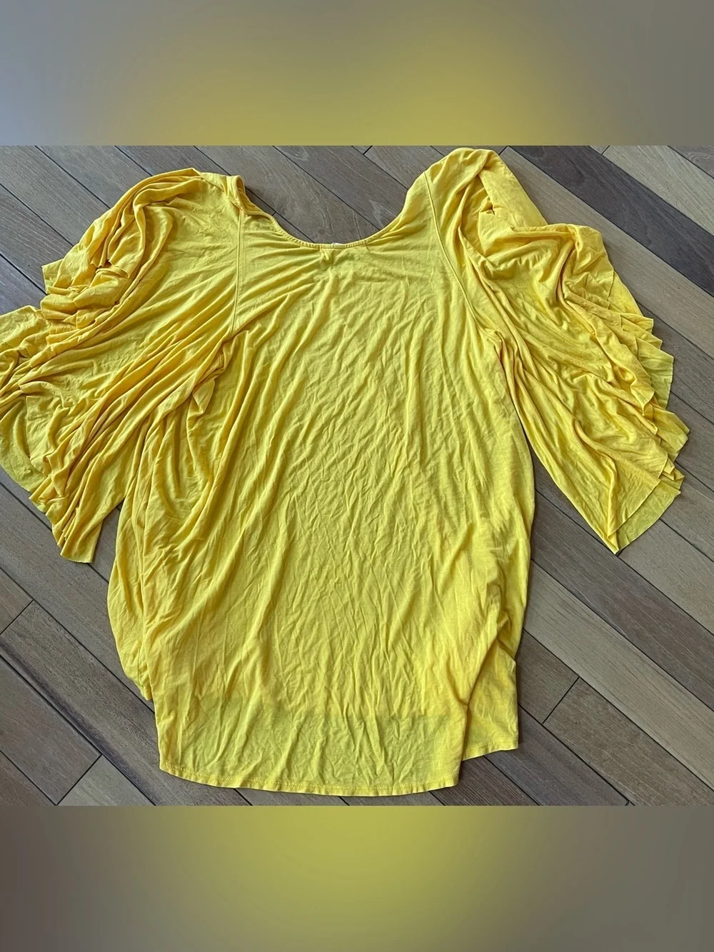 Free People Beach Yellow Oversized Tunic Top Flutter Sleeve Boho Cover Up Size M